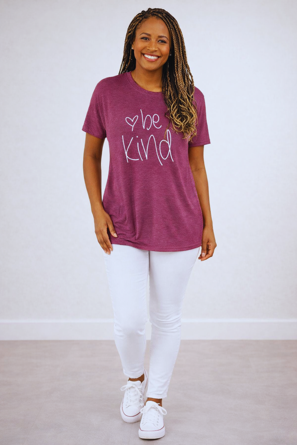 Be Kind - Women's Short Sleeved Top in Heathered Cranbury