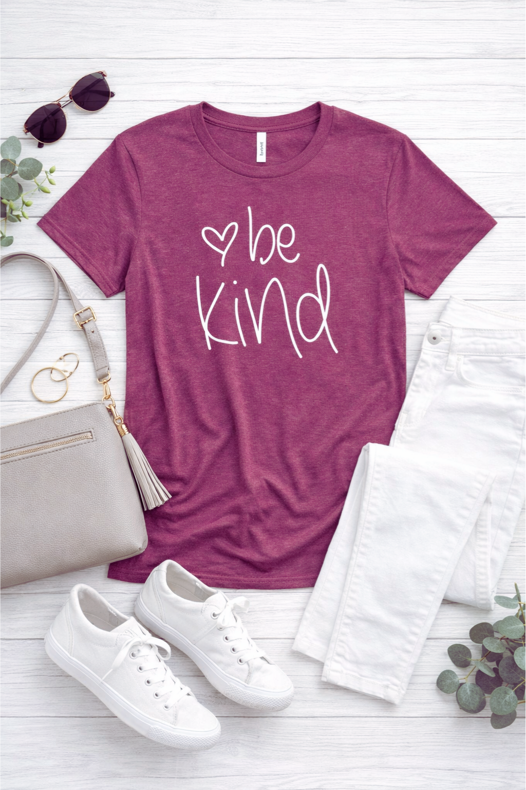 Be Kind - Women's Short Sleeved Top in Heathered Cranbury