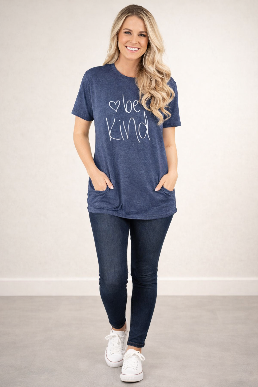 Be Kind - Women's Short Sleeve Top in Denim Blue