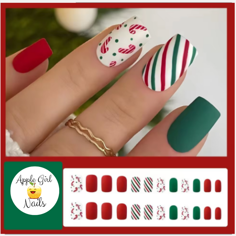 Candy Cane Treat - Press On Nails