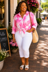 The Jennifer - Women's Button Down Tie Dye Top in Pink