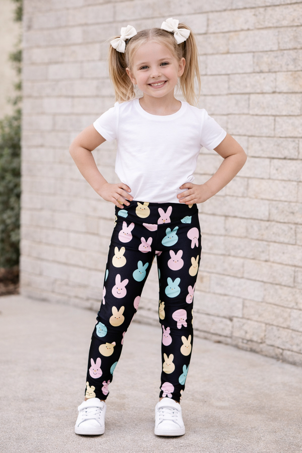 Marshmallow Bunny Bliss Peeps - Girl's Leggings