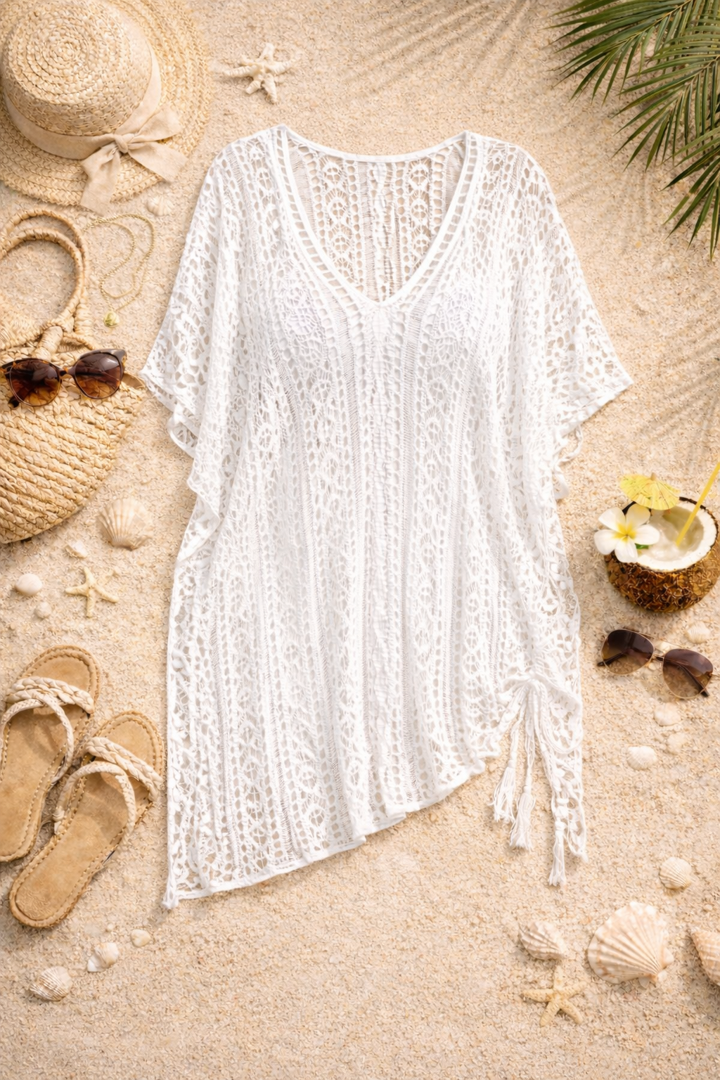 The Nikki  - Women's Beach Cover Up in White