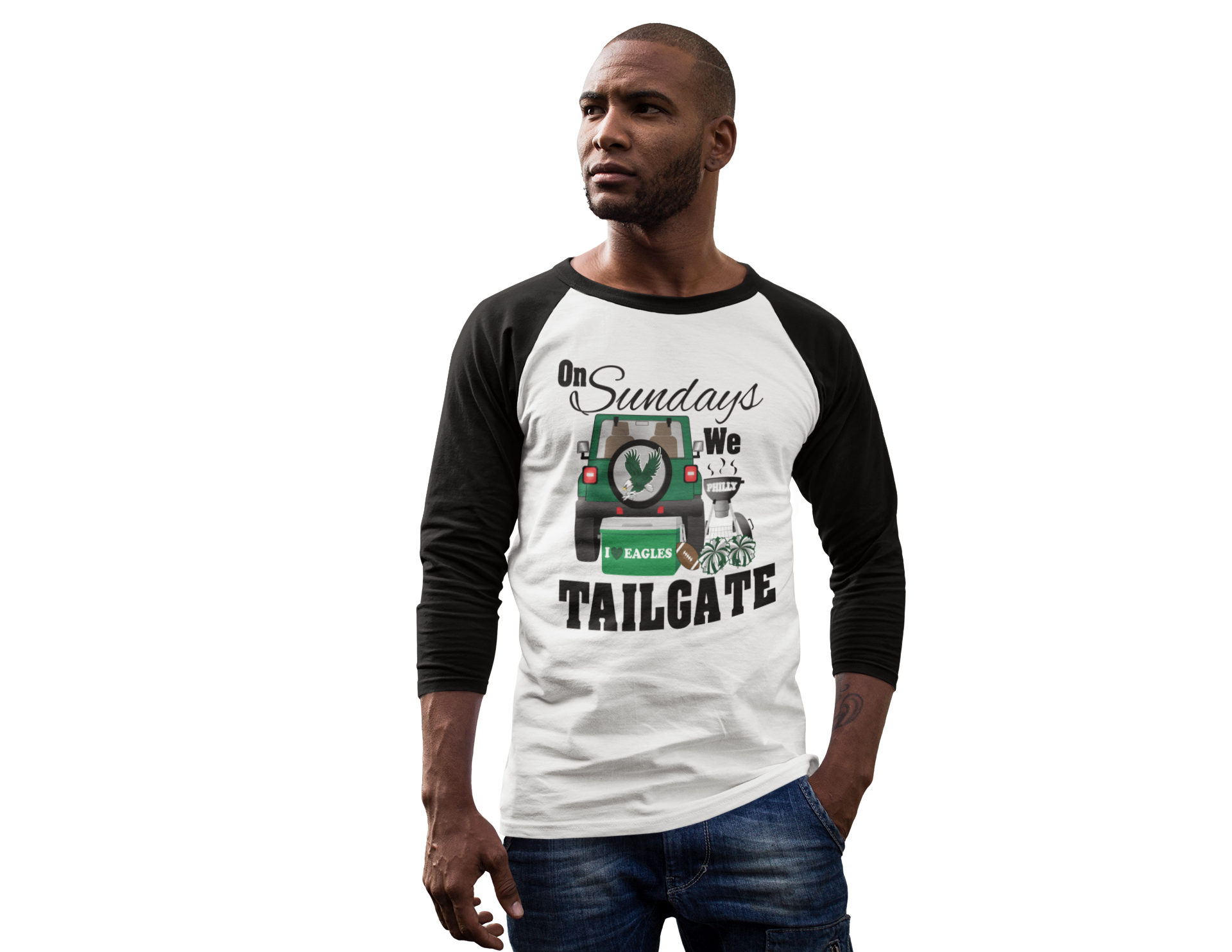 On Sundays We Tailgate Raglan Top - Unisex