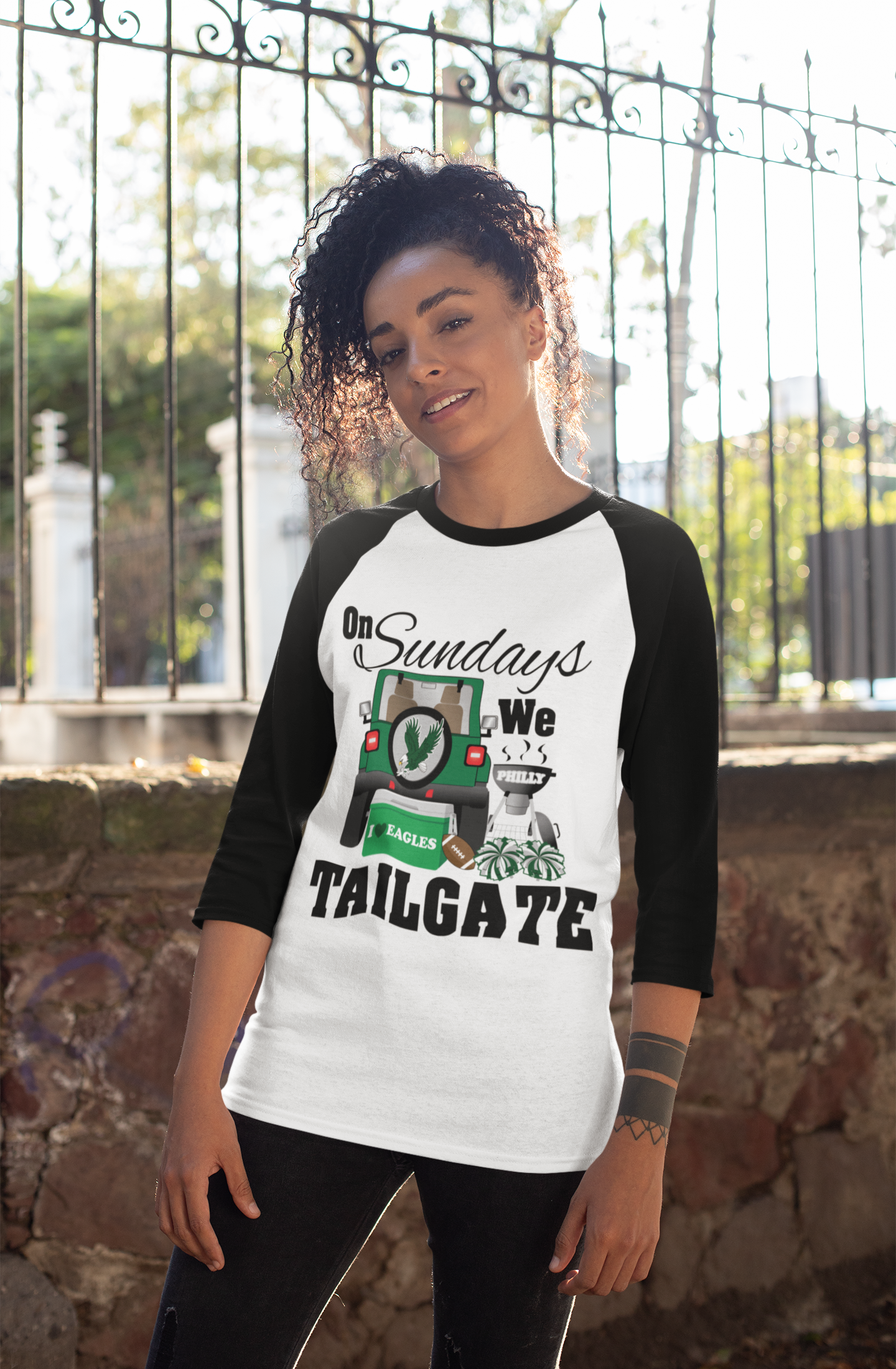 On Sundays We Tailgate Raglan Top - Unisex