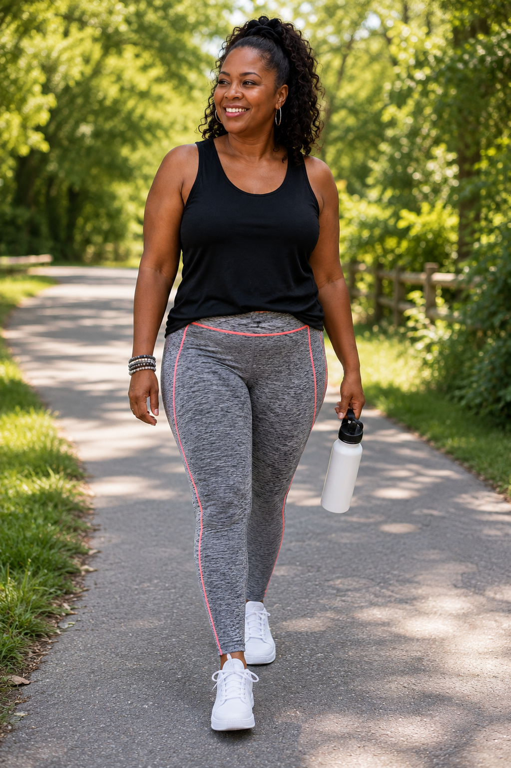 Performance Athletic Legging - Women's Plus Size Gray with Coral