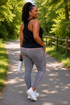Performance Athletic Legging - Women's Plus Size Gray with Coral