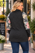 The Amanda - Women's Plus Size Gray & Floral Cowl Neck Top