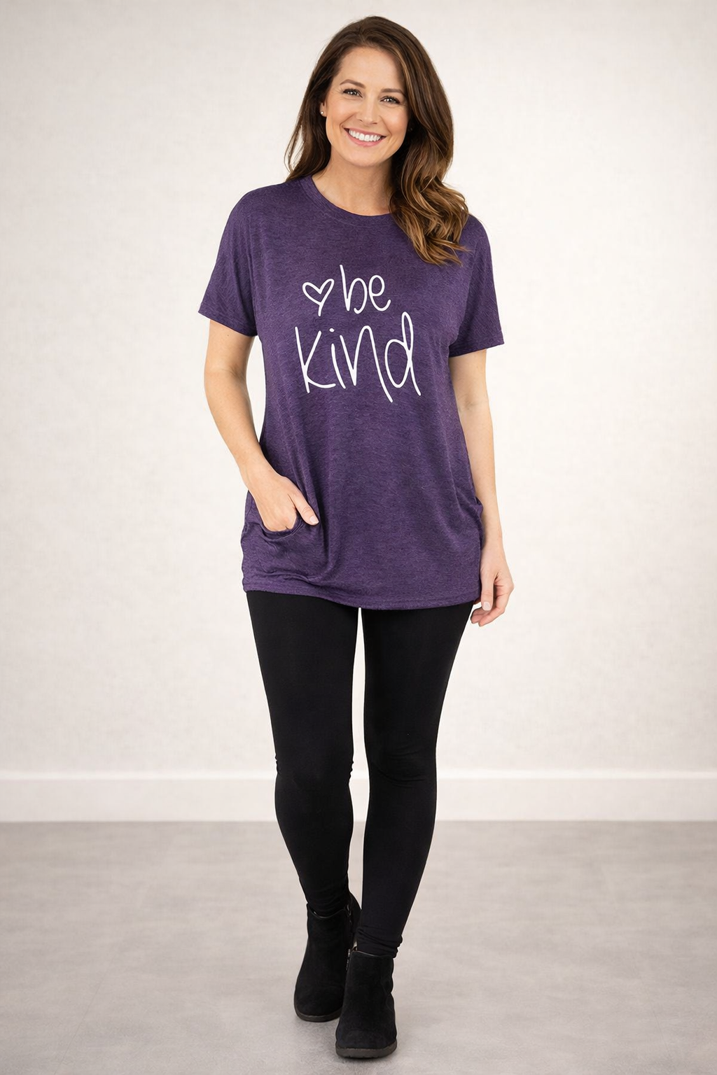 Be Kind - Women's Short Sleeved Top in Dark Purple