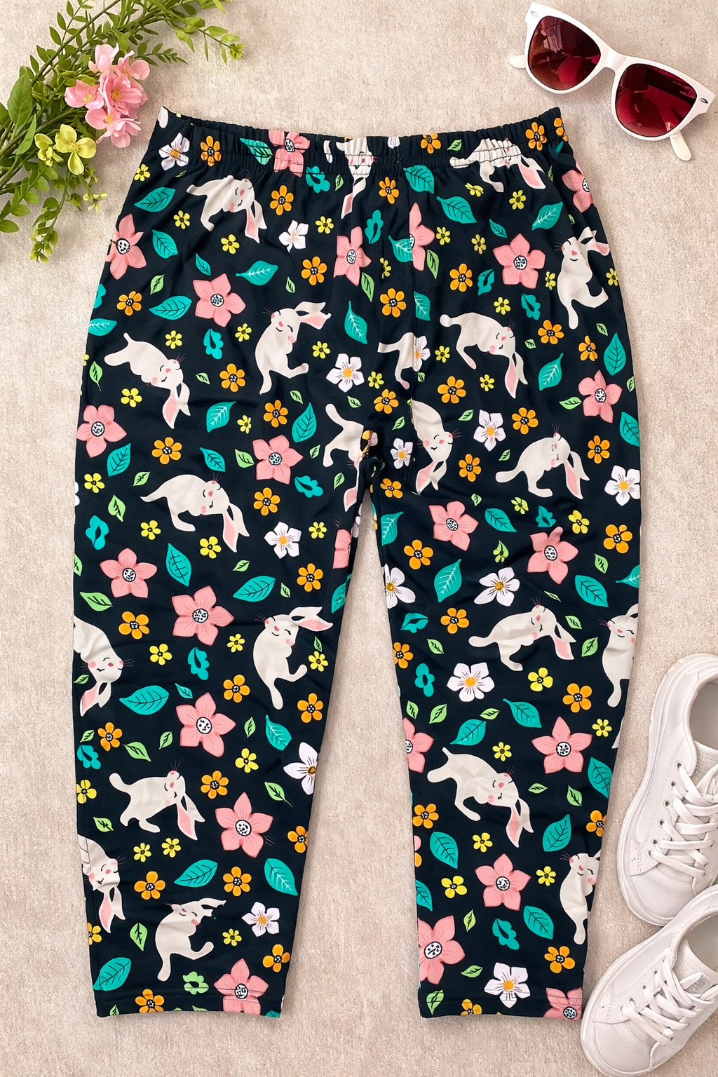 Bunnies in Bloom - Women's Plus Size Capris