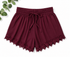 Burgundy Crochet Lace Plus Size Shorts