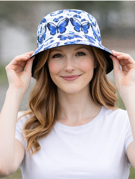 Blue Skies & Butterflies Bucket Hat