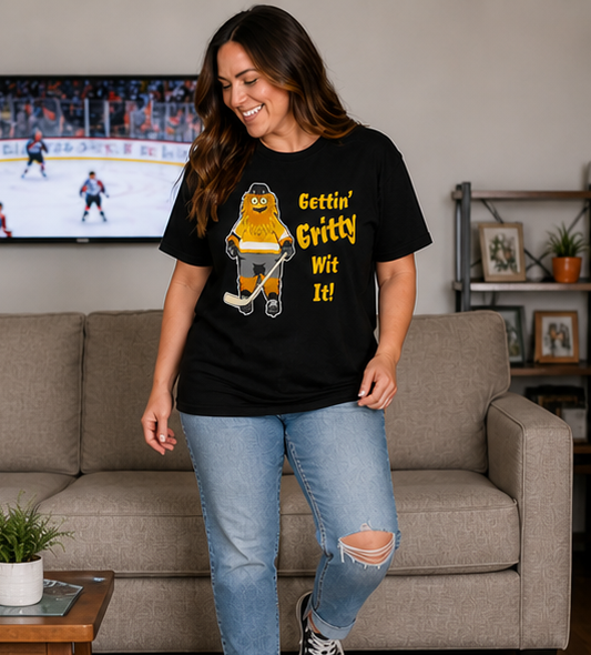 Gettin' Gritty Wit It Crew Neck Tee in Black - Unisex Adult