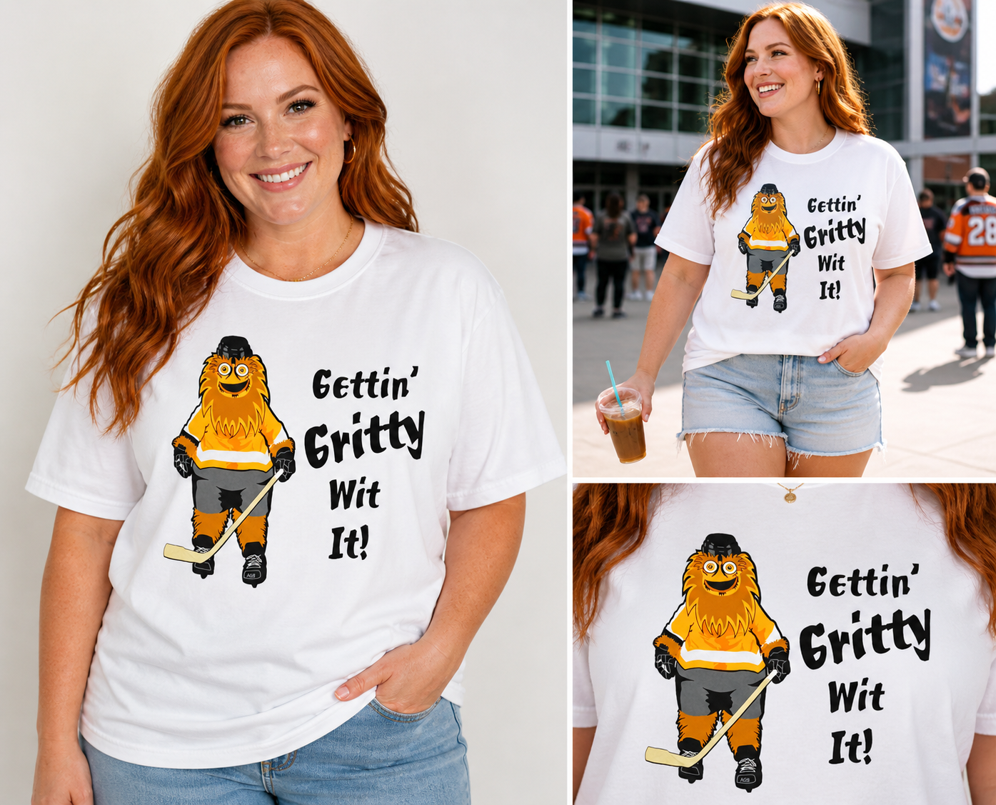 Gettin' Gritty Wit It Crew Neck Tee in White - Unisex Adult