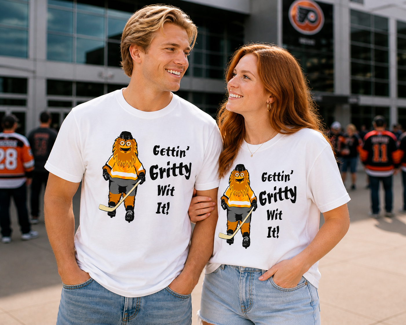 Gettin' Gritty Wit It Crew Neck Tee in White - Unisex Adult