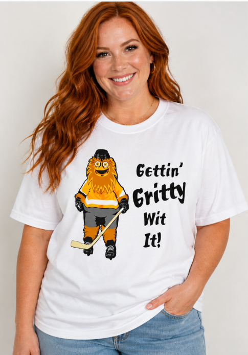 Gettin' Gritty Wit It Crew Neck Tee in White - Unisex Adult
