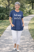Hakuna Matata - Women's Short Sleeve Top in Navy Blue