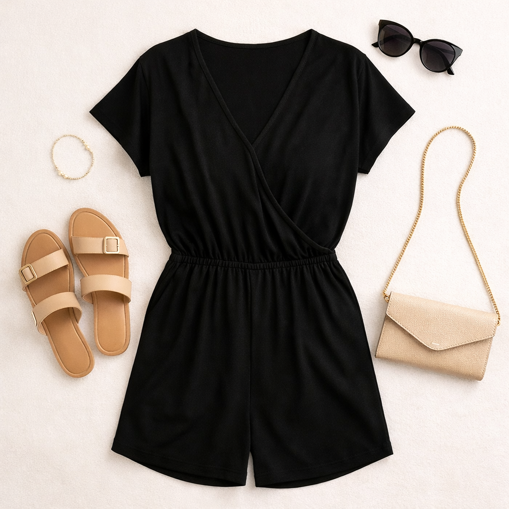 The Layane Romper in Black