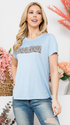 Leopard Mama Tee in Blue - Women's Top