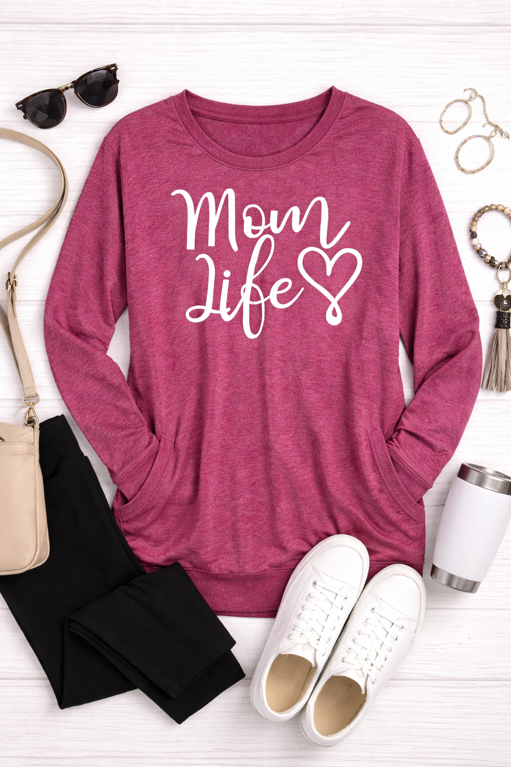 Mom Life - Women's Top in Heathered Cranbury