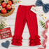 Girls Red Ruffle Capri Leggings - Size 7/8