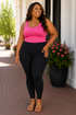 Solid Black Premium Legging with Yoga Band - Women's Extra Plus TC