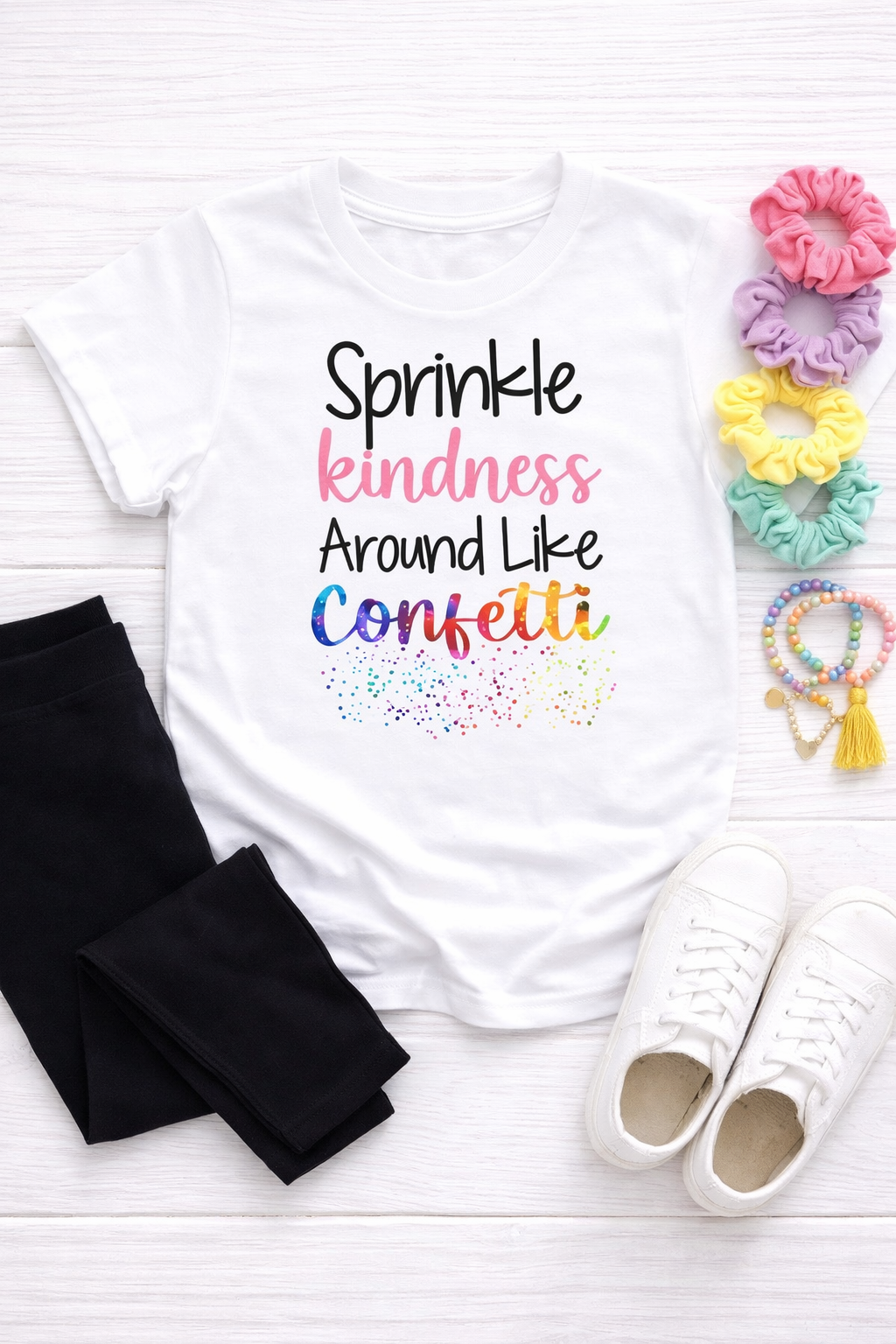 Sprinkle Kindness Around Like Confetti - Youth Top in White