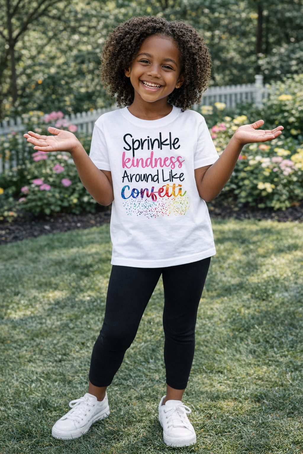Sprinkle Kindness Around Like Confetti - Youth Top in White