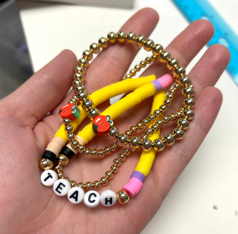 Teacher Love Stretchy Bracelet Set