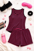 The Pepper - Women's Plus Size Pajamas in Black/Fuchsia