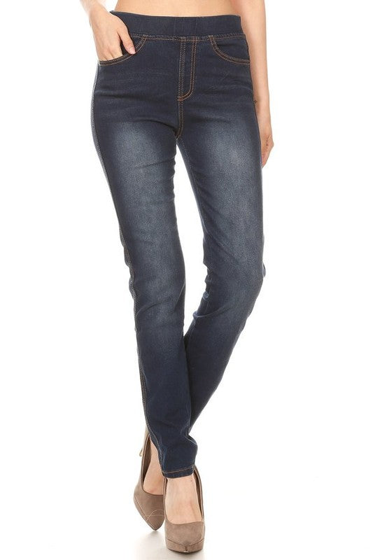 Dark Denim Distressed Jeggings - Women's