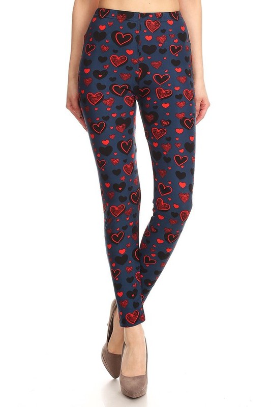 Red, Blue and I Love You - Women's 3X/5X Plus Size Leggings