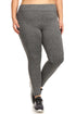 Women's Solid Fleece Sports Plus Size Leggings in Heathered Gray