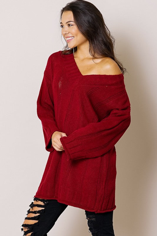 The Gina - Women's Sweater in Wine