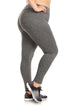 Women's Solid Fleece Sports Plus Size Leggings in Heathered Gray