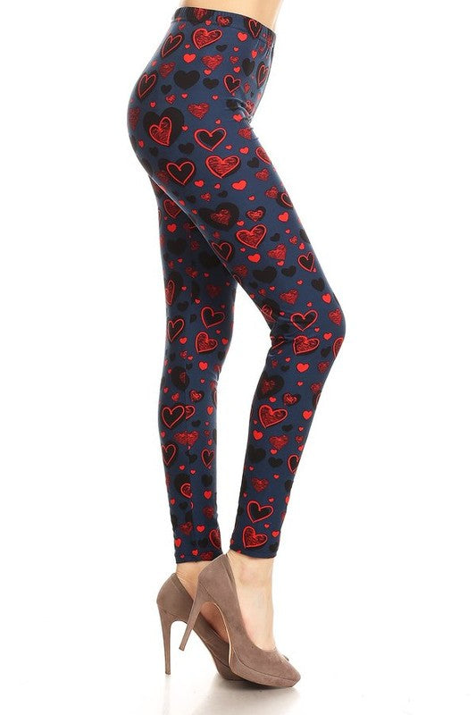 Red, Blue and I Love You - Women's 3X/5X Plus Size Leggings