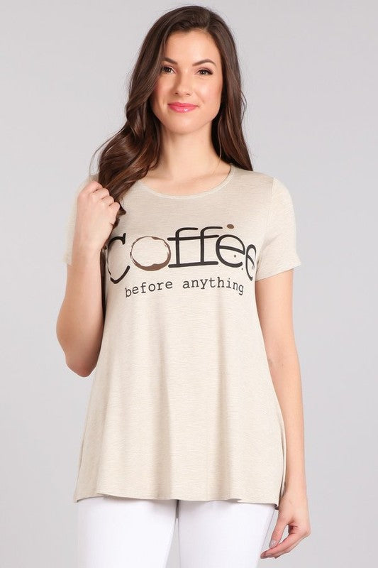 Coffee Before Anything - Women's Tunic Top in Heathered Oatmeal