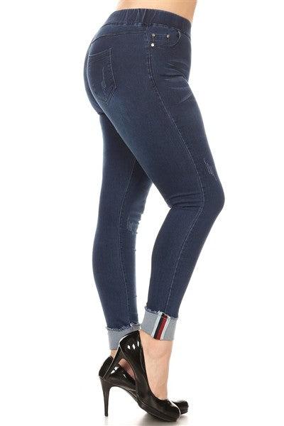 Cuffed Denim Jeggings - Women's Plus Size