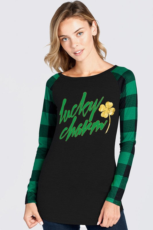 Lucky Charm Buffalo Plaid Top - Women's