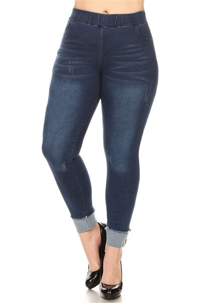 Cuffed Denim Jeggings - Women's Plus Size
