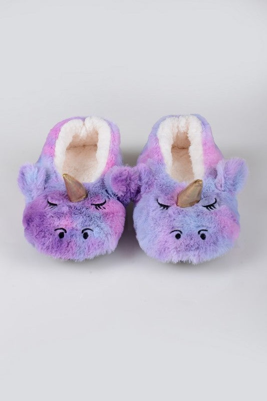 Fuzzy Unicorn Rainbow Slippers – Apple Girl Boutique