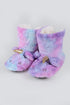 Fuzzy Unicorn Rainbow Dyed Slipper Booties