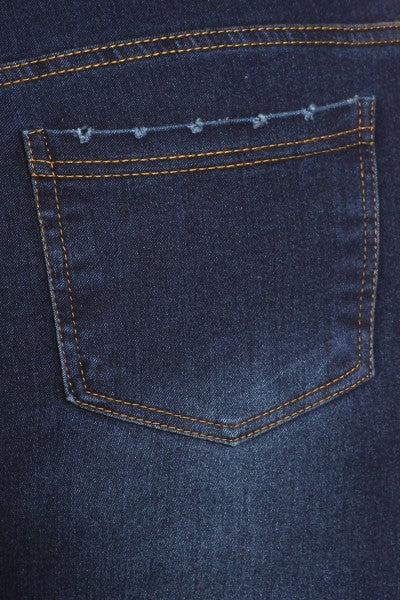 Dark Denim Washed Ripped Jeggings - Women's Plus Size