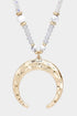 Hammered Metal Horn Beaded Long Necklace