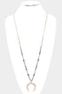 Hammered Metal Horn Beaded Long Necklace