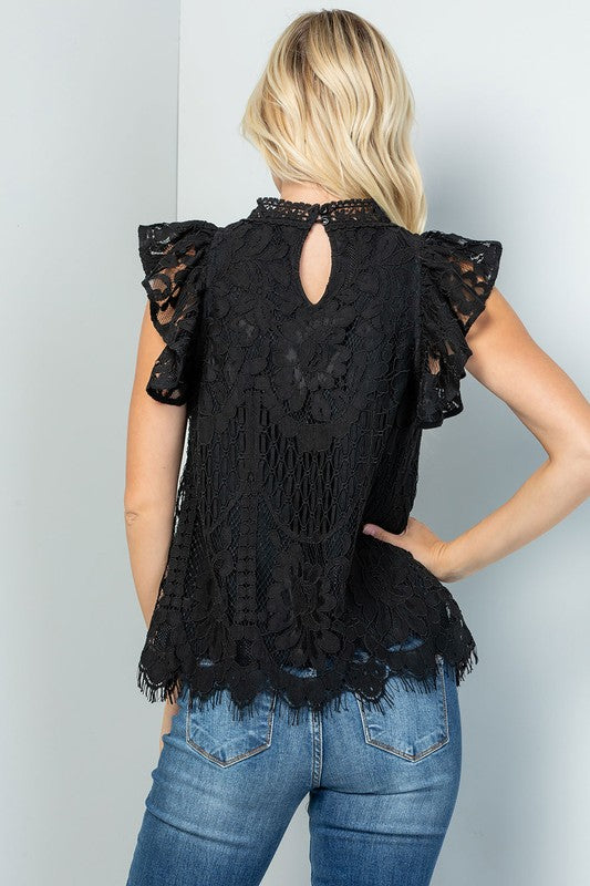 The Rosemarie - Women's Lace Plus Size Top in Black