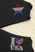 I Love USA Rhinestone Face Mask in Black