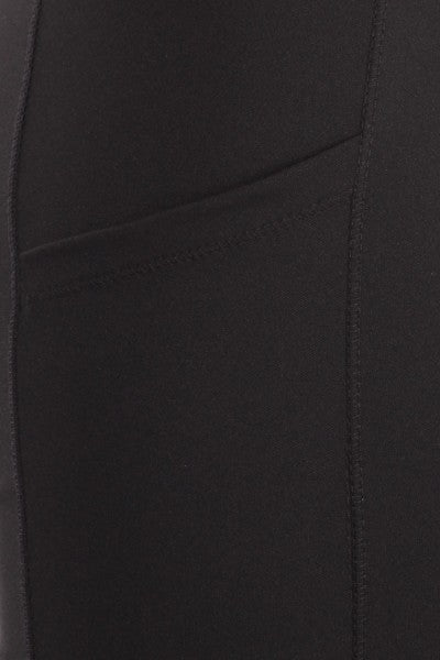 Athletic Capris with Criss Cross Ladder Straps in Black -  Women's