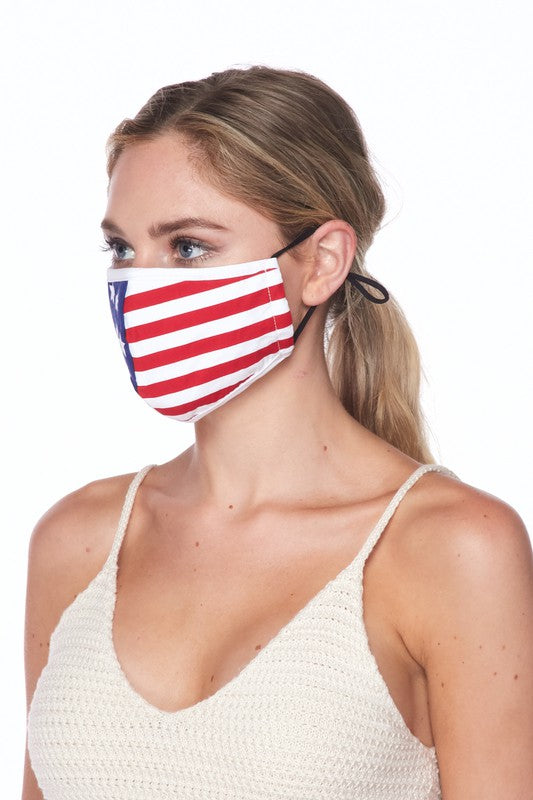 American Flag Printed Face Mask - Adjustable