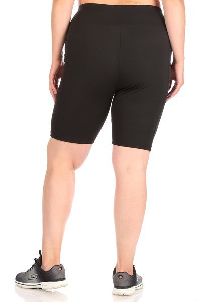 Athletic Shorts with Pockets in Black - Women's Plus Size